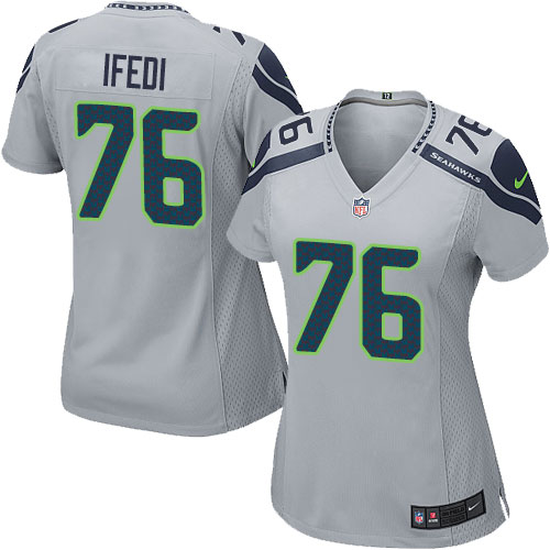 Women's Game Germain Ifedi Nike Jersey Grey Alternate - #76 NFL Seattle Seahawks